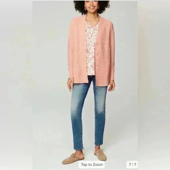 J. Jill Sweaters - J Jill Slub-Textured Button-Front Cardi pink macaron NWT Size Large petite